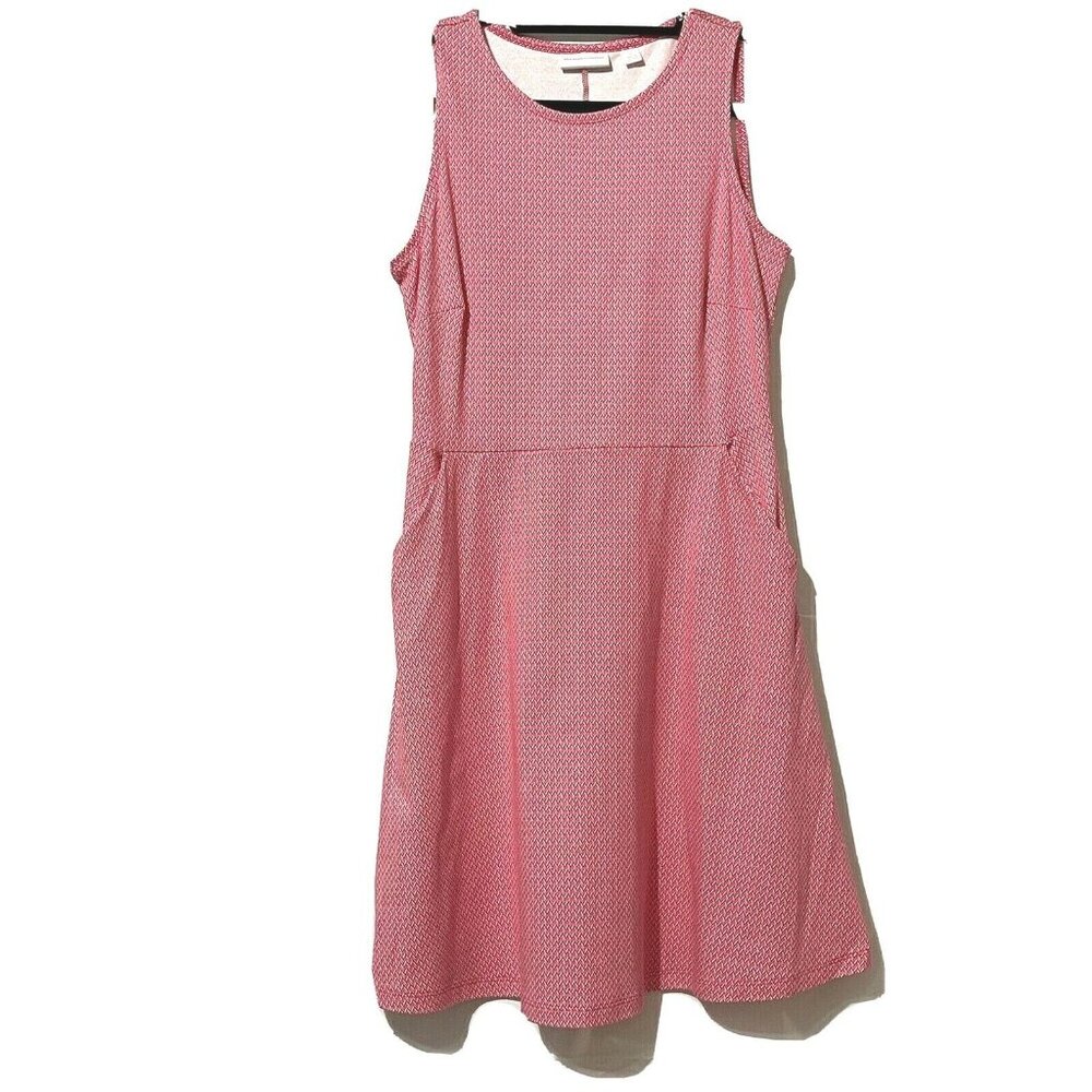 New York & Co. Size M Pink 100% Cotton Fit N Flare Sleeveless Dress W/ Pockets
